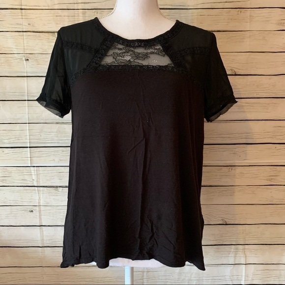 H&M Black Sheer Hi-Lo Blouse Size Medium - Picture 1 of 7